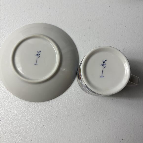 Vintage Fukagawa Imari Porcelain Demitasse Coffee Set for 5 with Floral Pattern